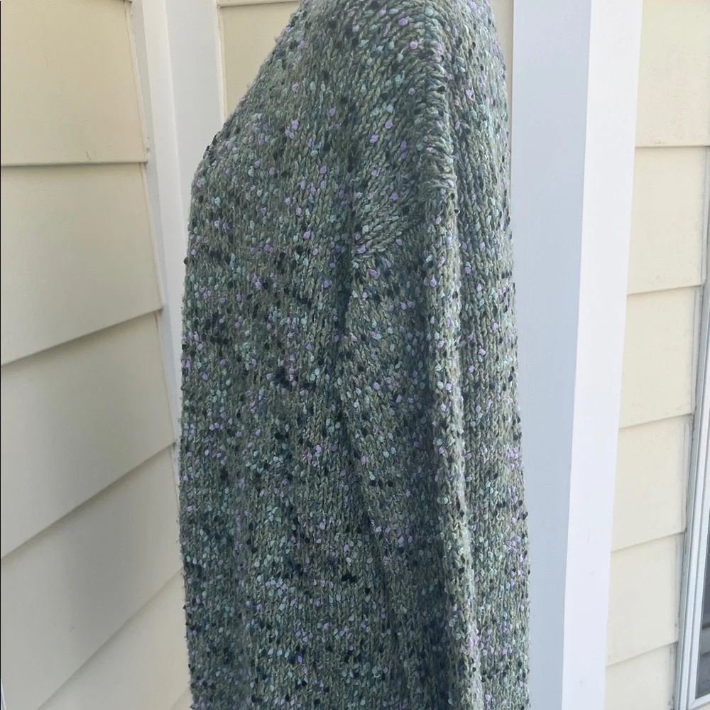 J. Jill Speckled Textured Cozy Knit Cardigan Timeless Minimalist Open Front